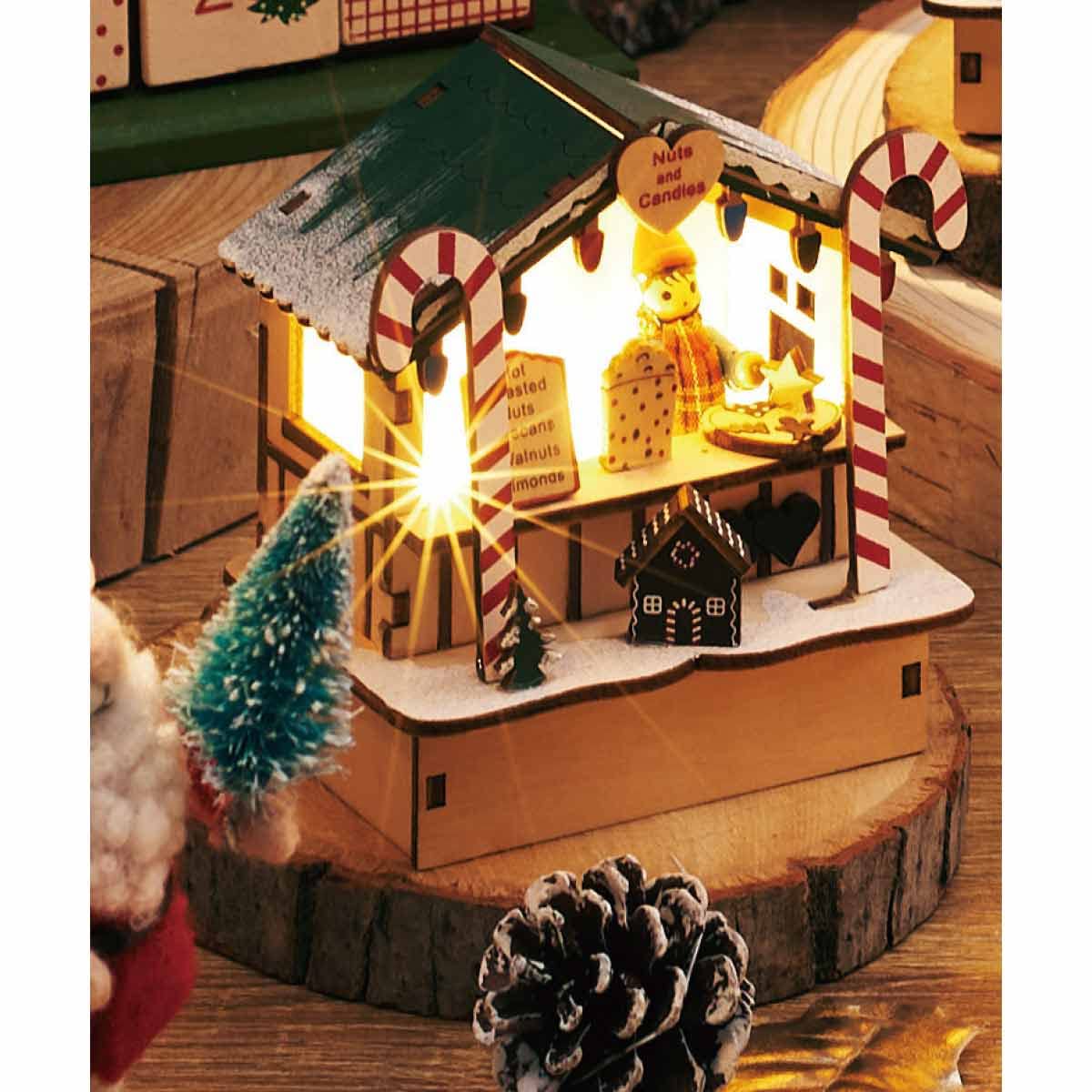 Amazon | 【廃番】LED木製クリスマスマーケット ナッツ＆キャンディー